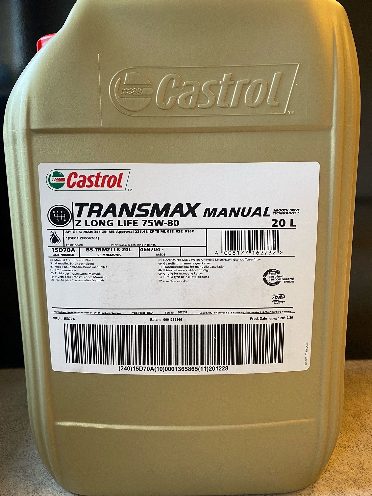 Castrol Transmax Manual Z Ll 75w 80 L Castrol Vaxelladsolja Industri Kemi Aps